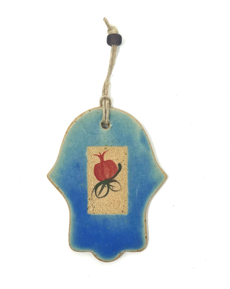 Small Ceramic Hamsa with Pomegranate