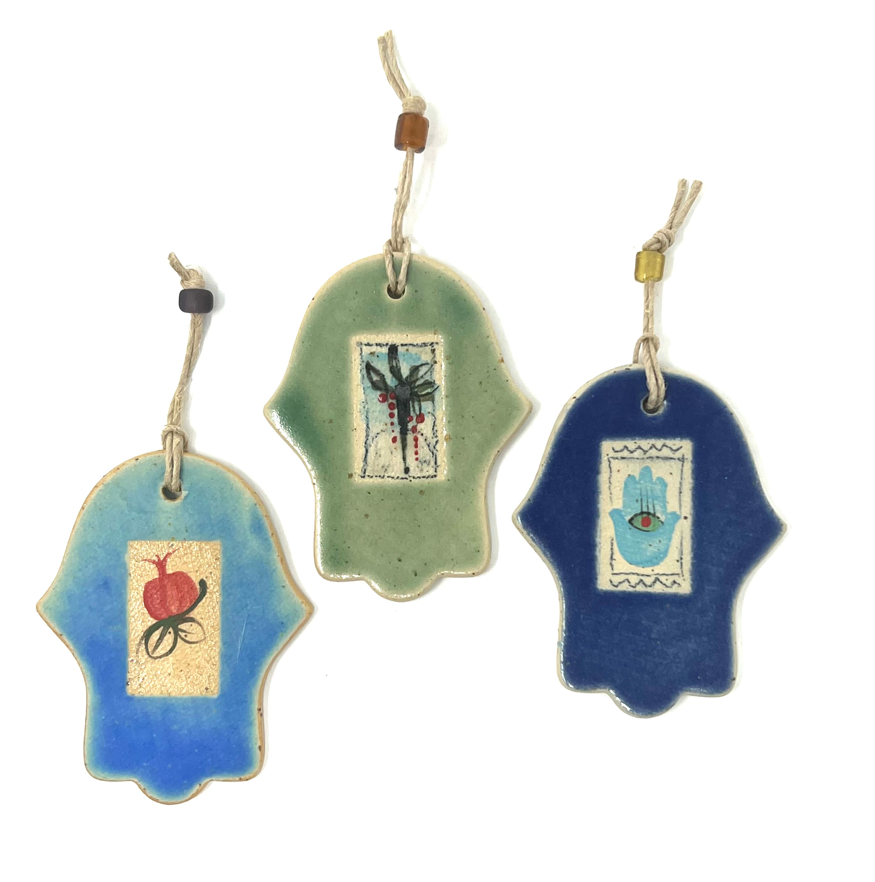 Small Ceramic Hamsa with Pomegranate