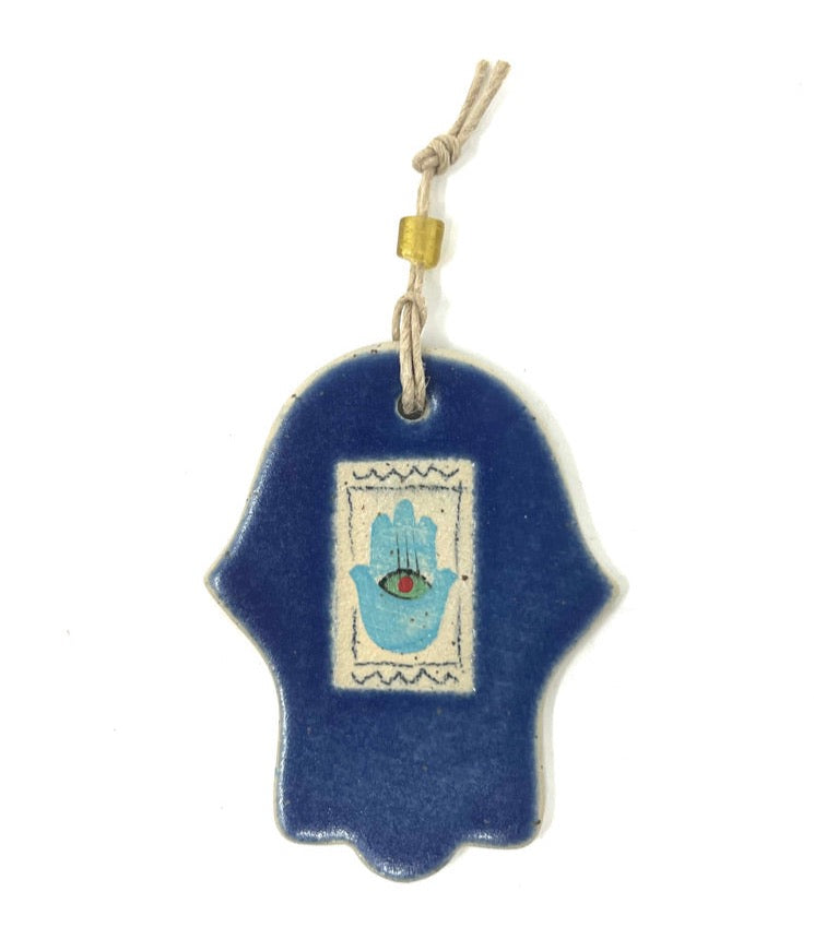 Small Blue Ceramic Hamsa