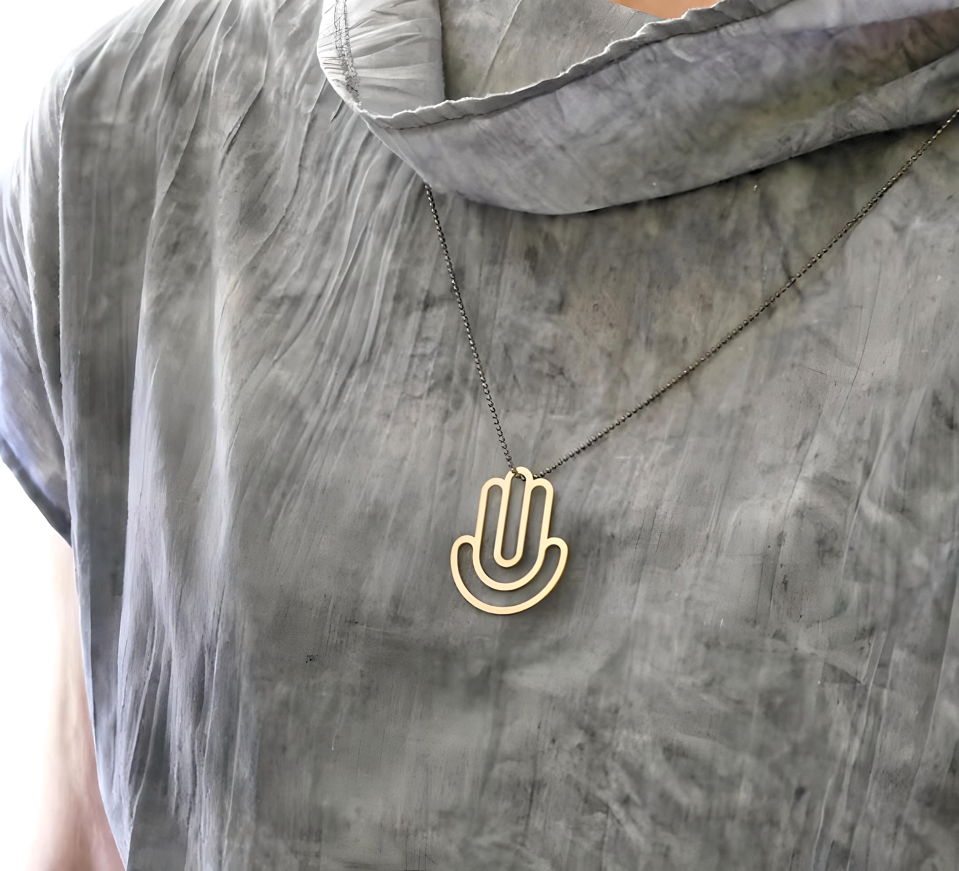 Geometric Hamsa Pendant