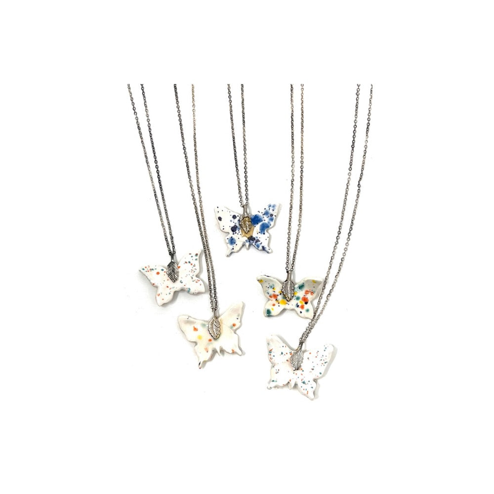 Handmade ceramic butterfly Necklace