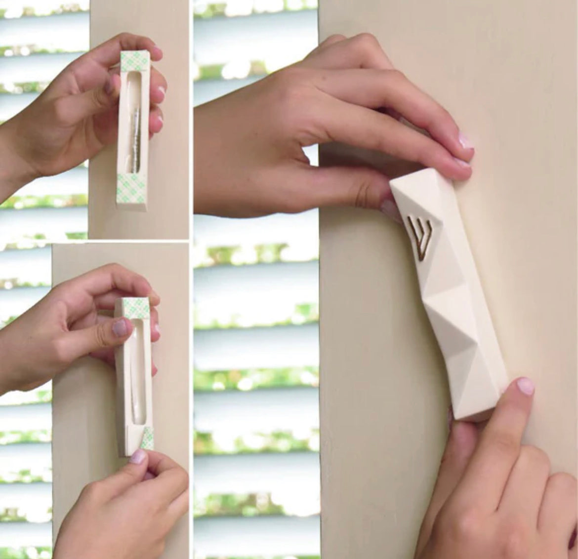 Small Mezuzah Case-White with Gold "Shin"