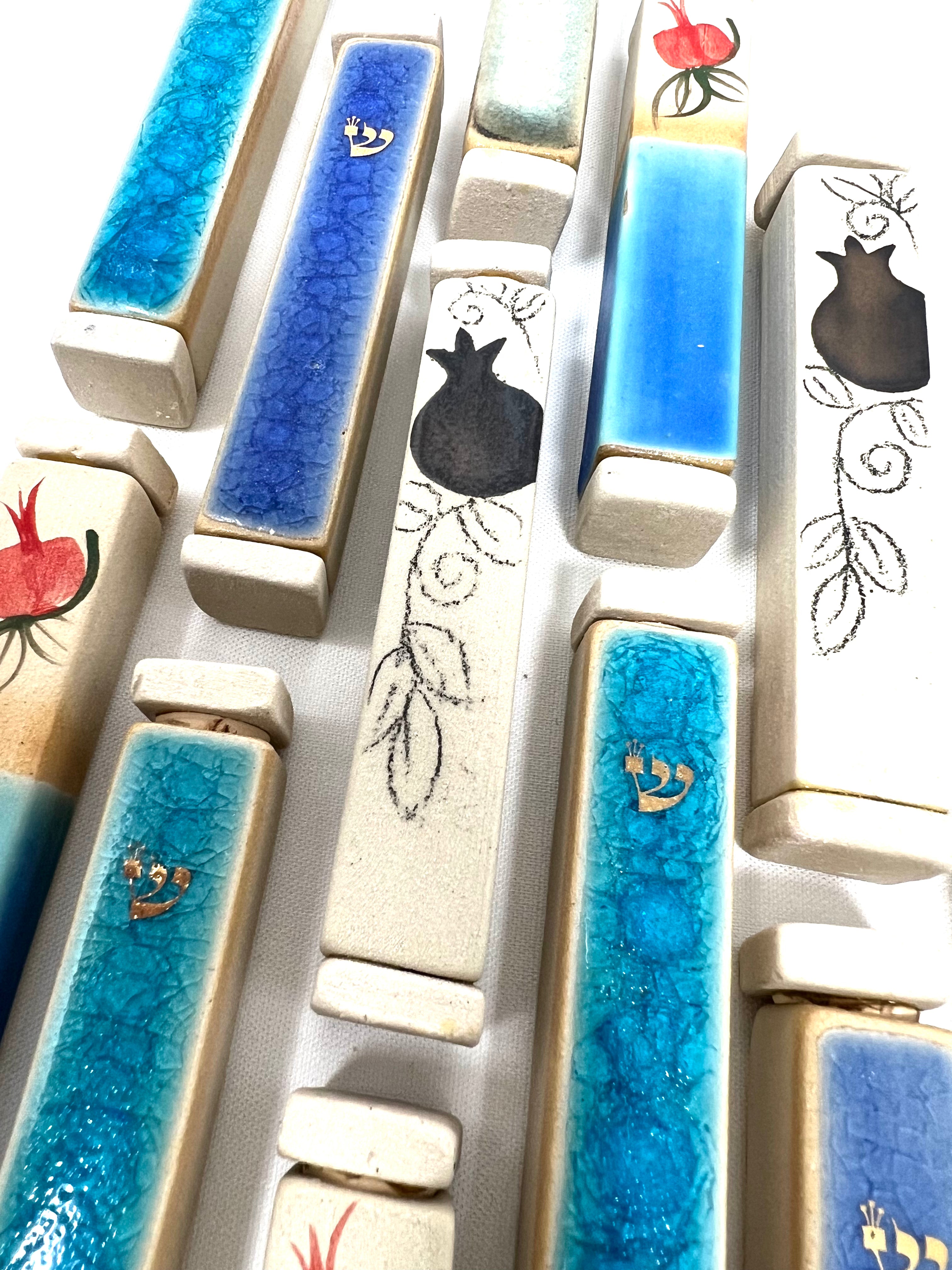 Ceramic Mezuzah with Pomegranate Design