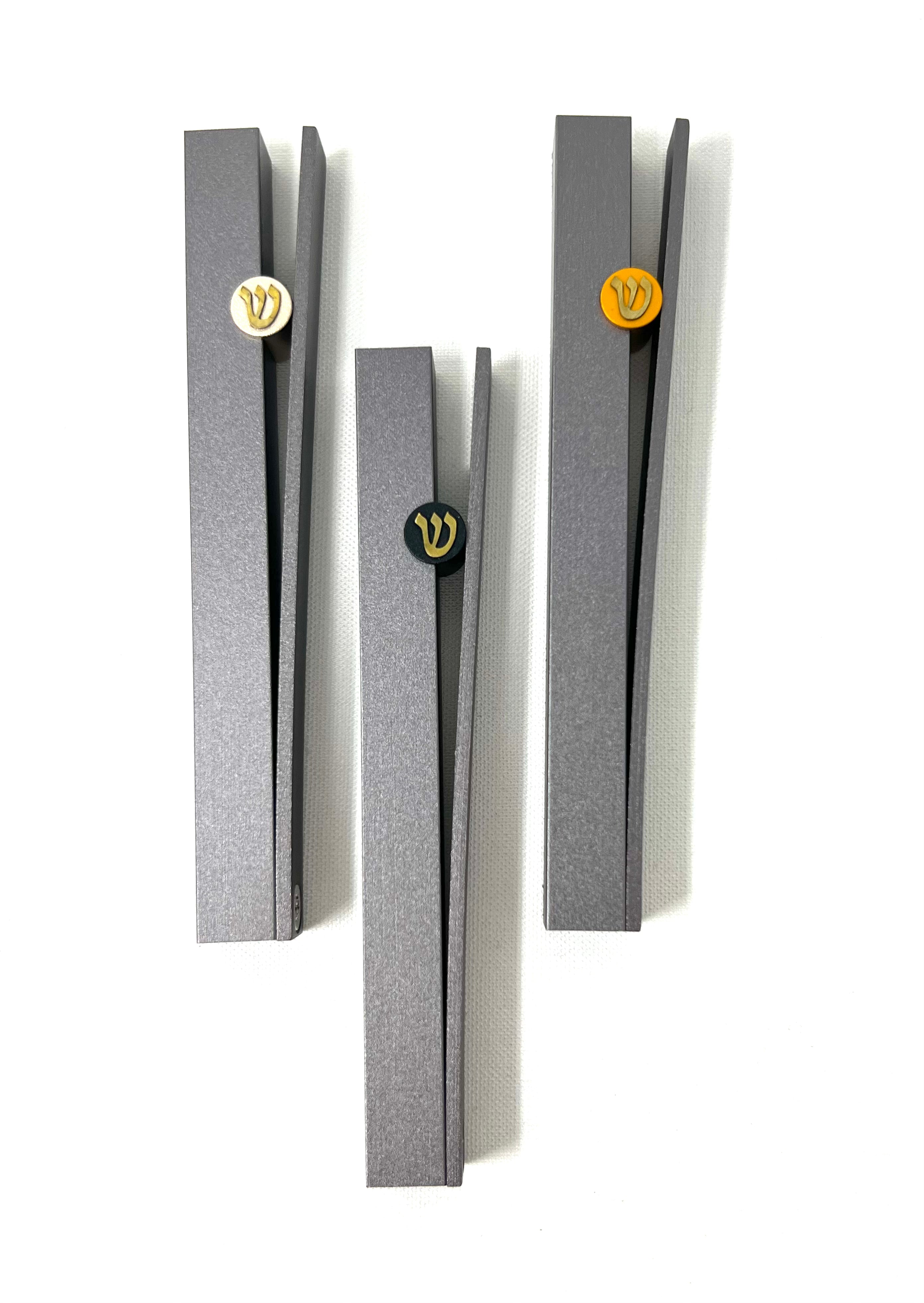 Grey/Gold Mezuzah "V"