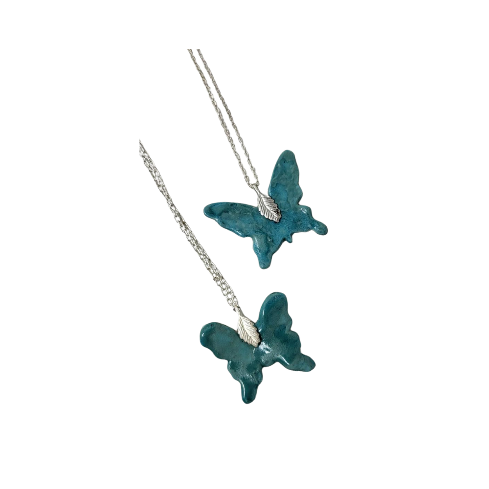 Handmade ceramic butterfly Necklace