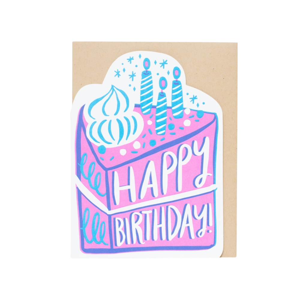Birthday Cake Die-Cut Letterpress Greeting Card