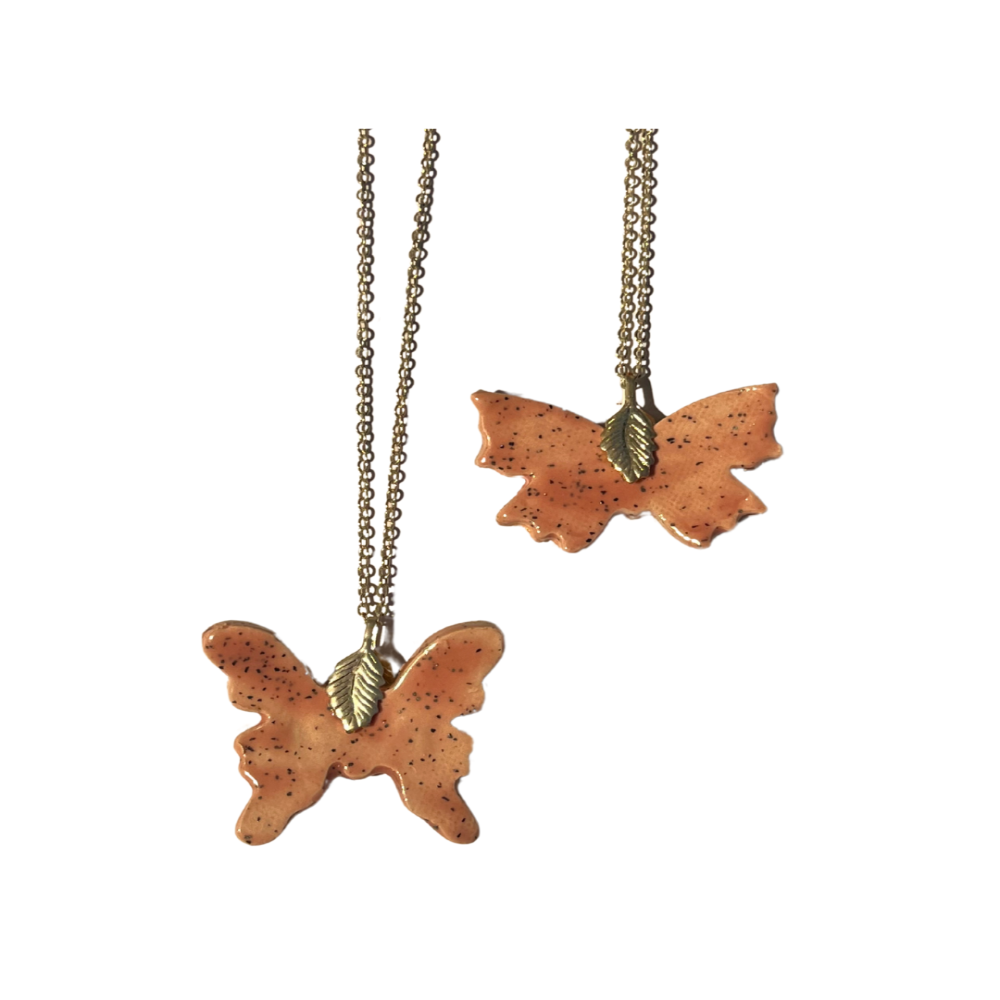Handmade ceramic butterfly Necklace