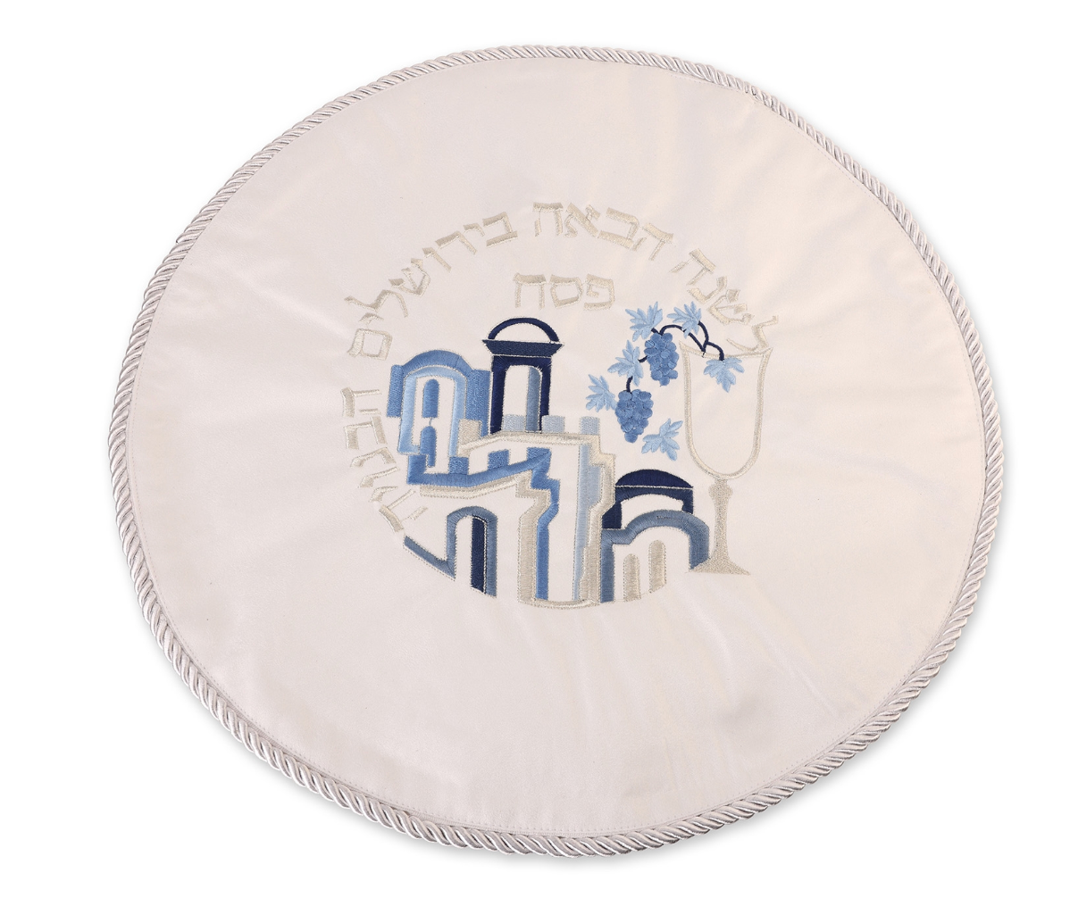 MATZAH COVER JERUSALEM - Blue Silver