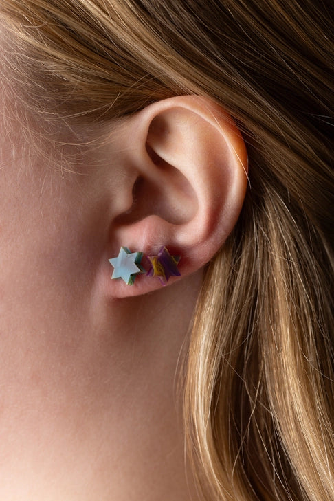 Mini Magens Blue Tortoise Earrings
