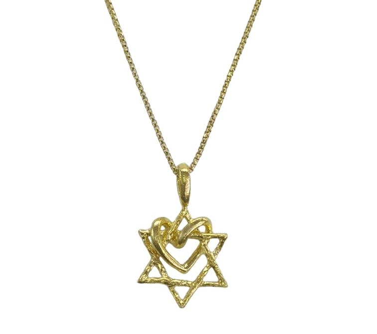 Intertwined Star of David and Heart Necklace