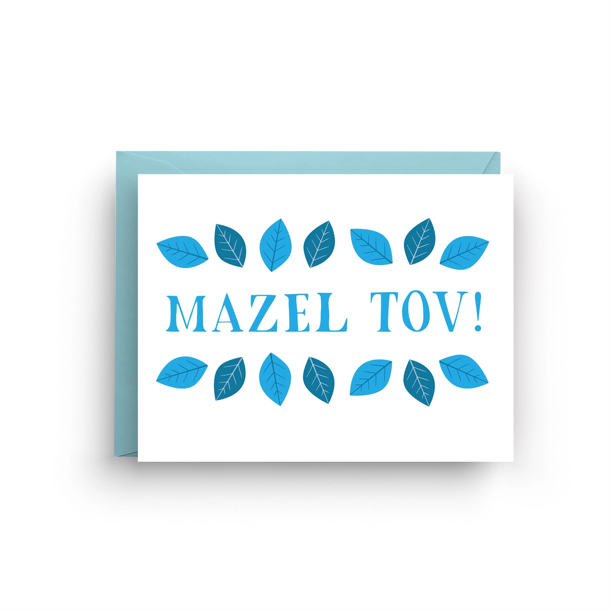 Blue Botanical Mazel Tov Greeting Card