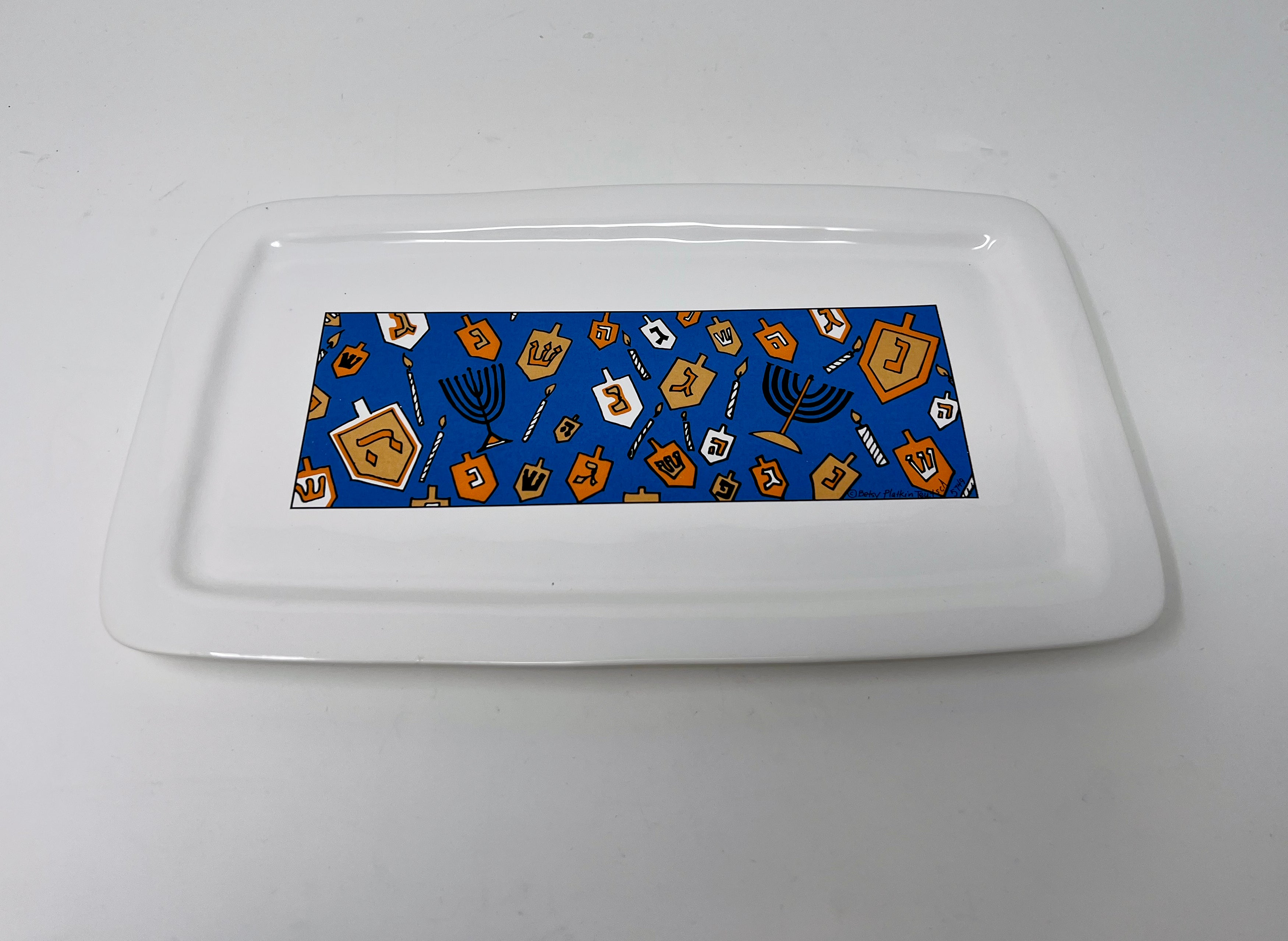HANUKAH PLATE OBL/DREIDEL