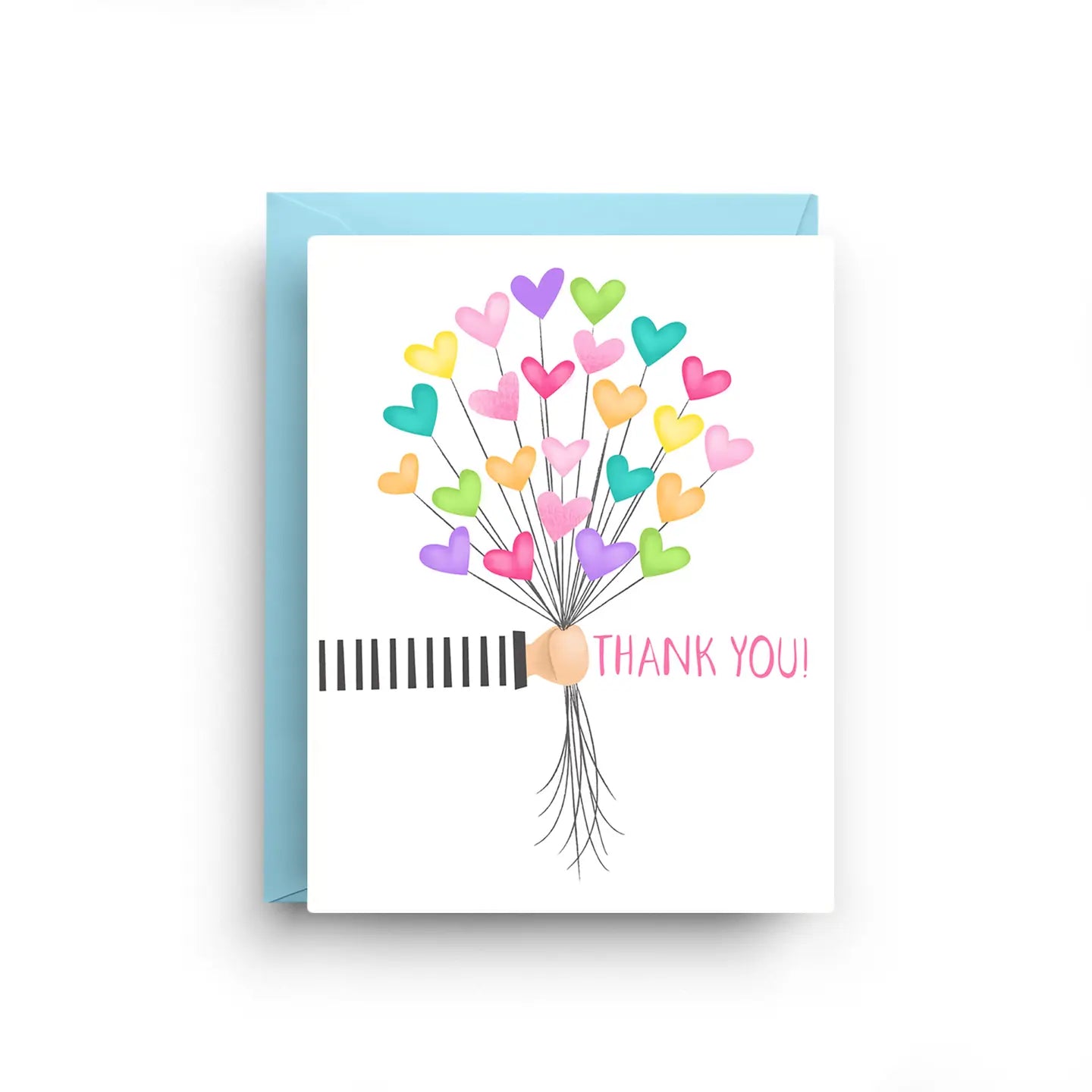 Thank You Card – Rainbow Heart Balloon Illustration