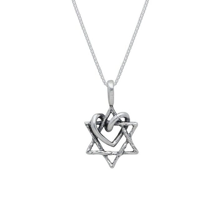 Intertwined Star of David and Heart Necklace