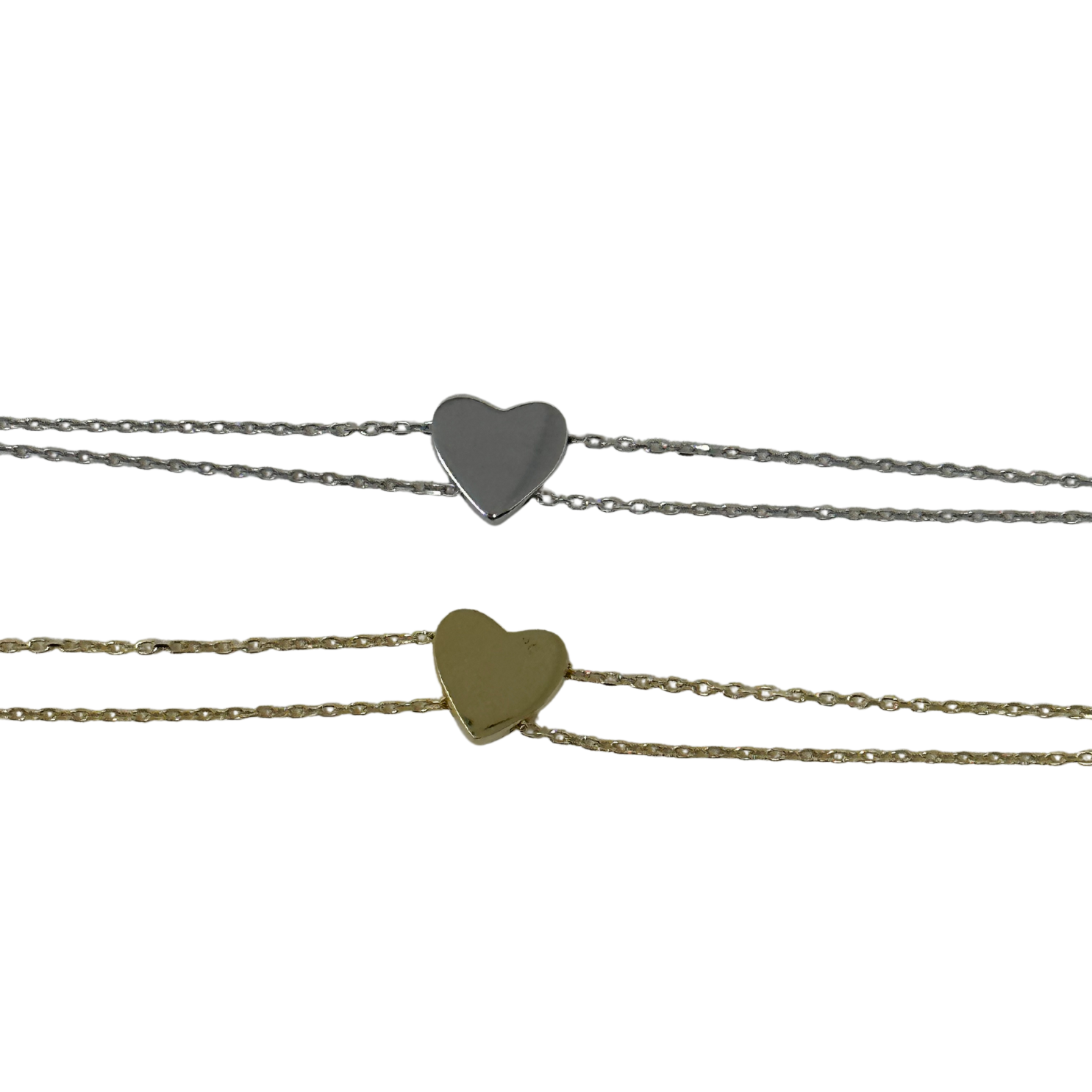 Heart 2 Chain Bracelet - Gold
