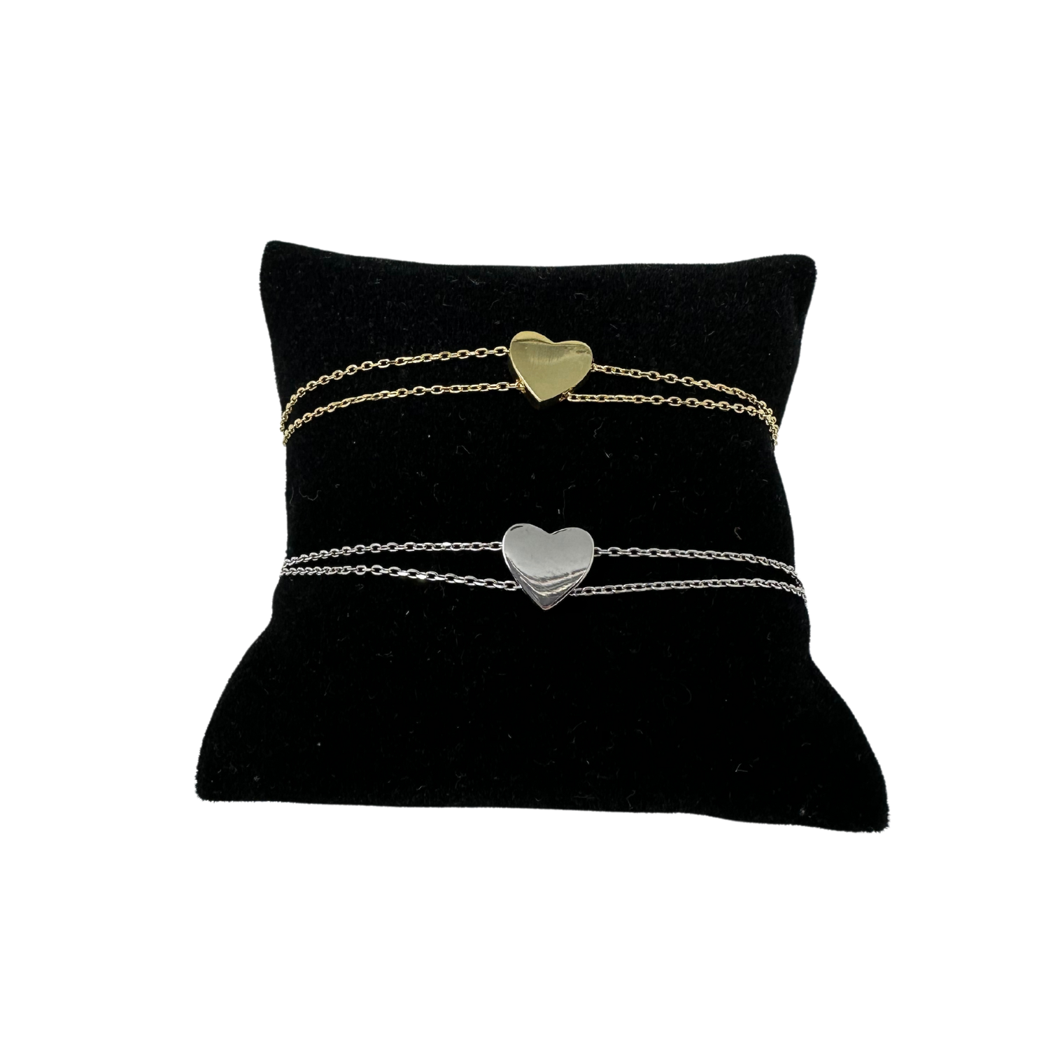 Heart 2 Chain Bracelet - Silver