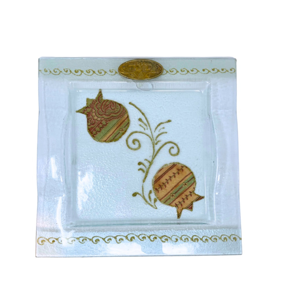 Pomegranate and Bronze Matzah Plate