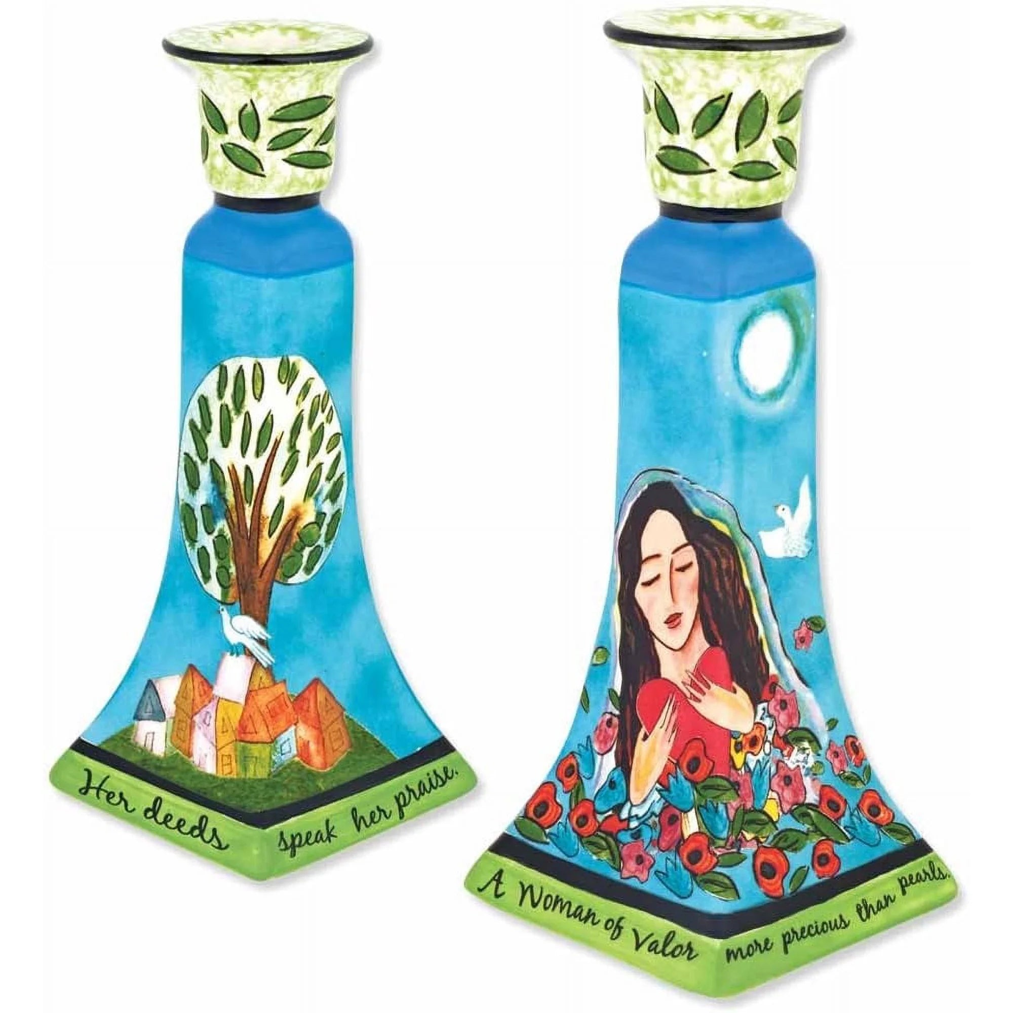 Beloved Woman of Valor Ceramic Candlesticks