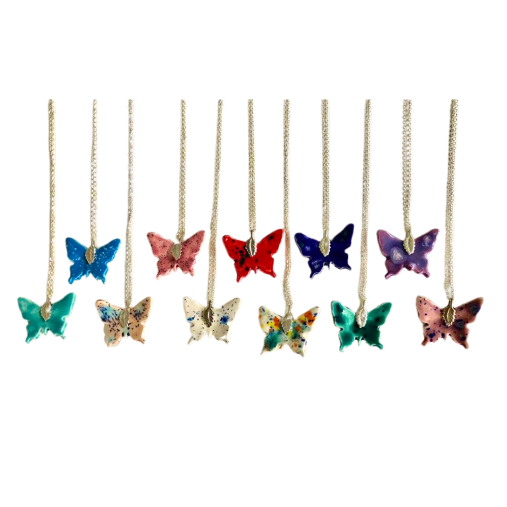 Handmade ceramic butterfly Necklace