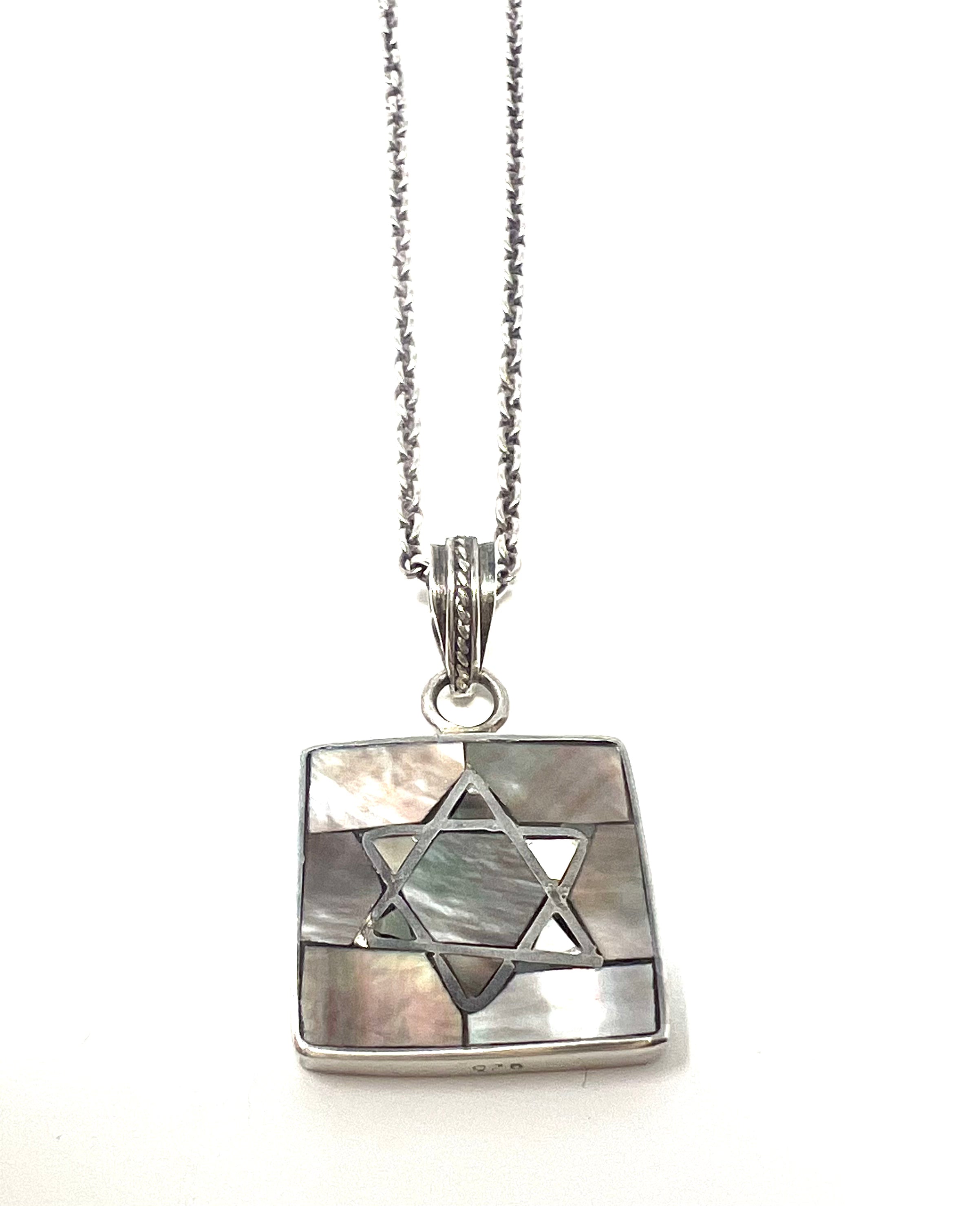 Mussel Shell Star of David Necklace