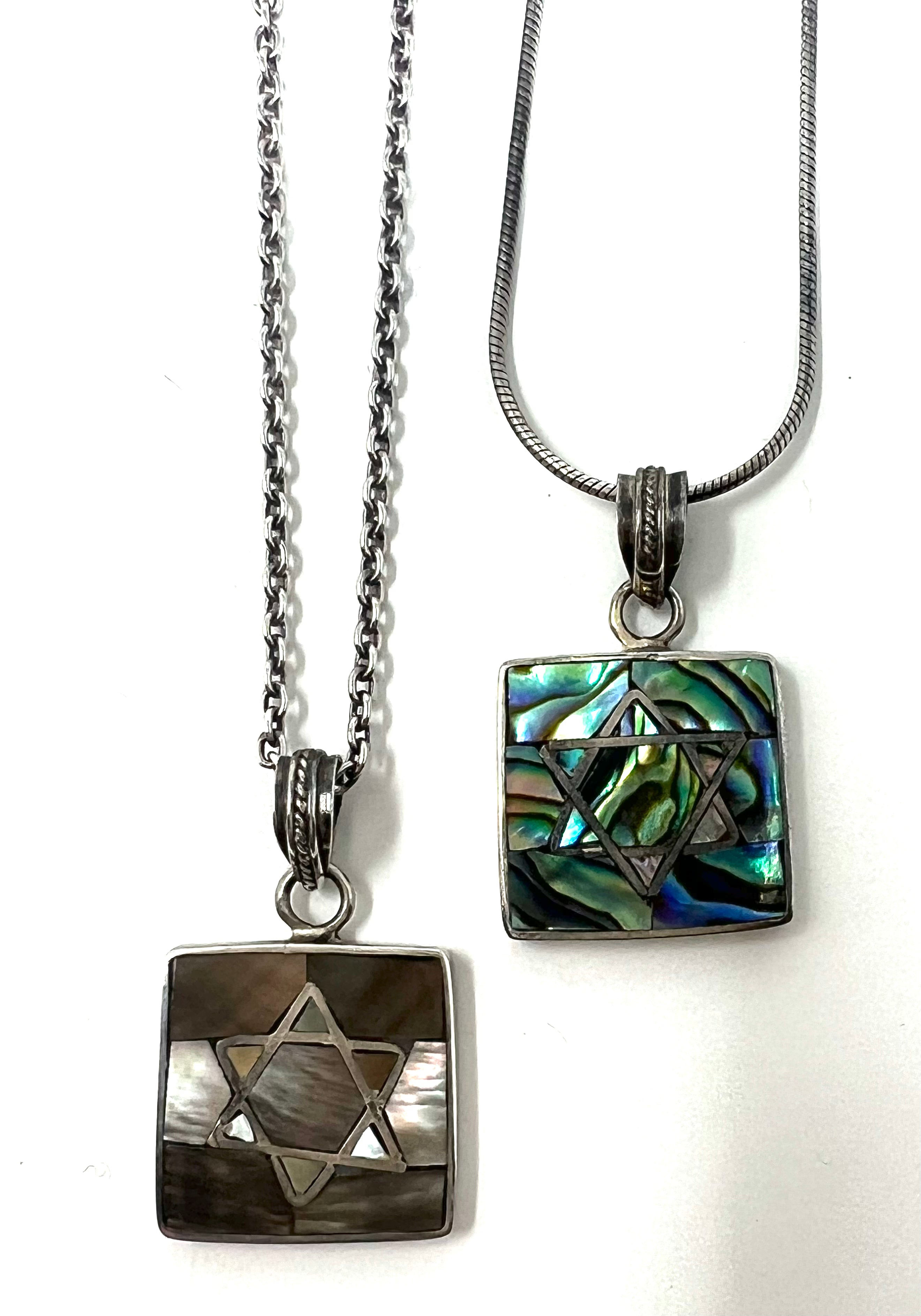 Mussel Shell Star of David Necklace