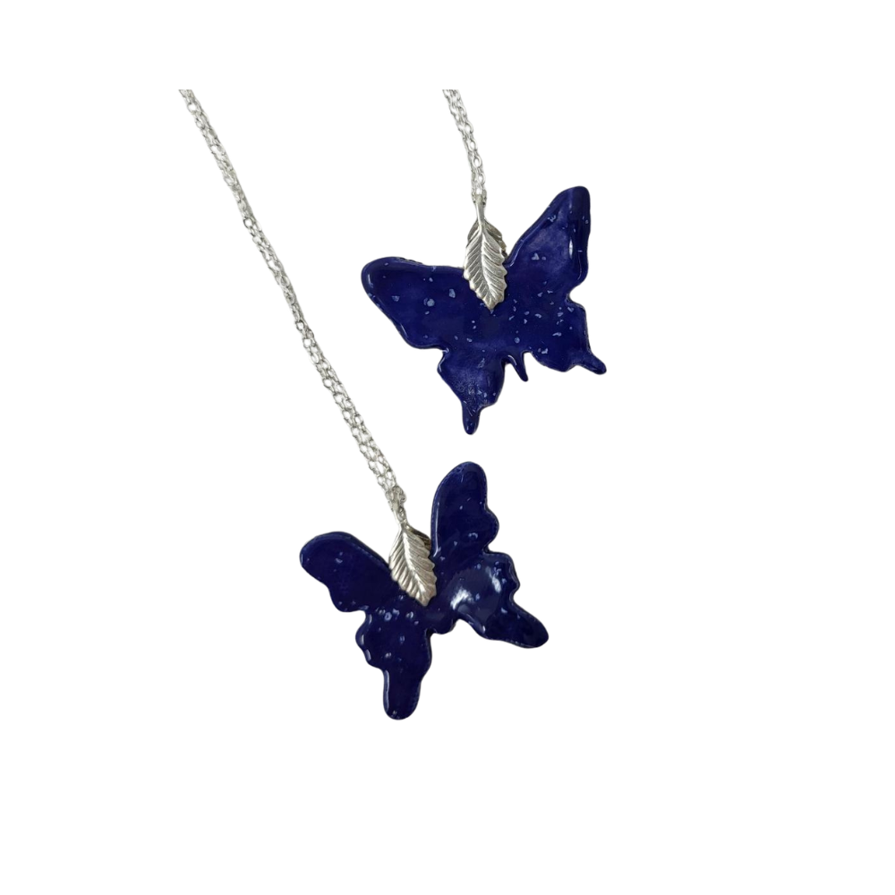 Handmade ceramic butterfly Necklace