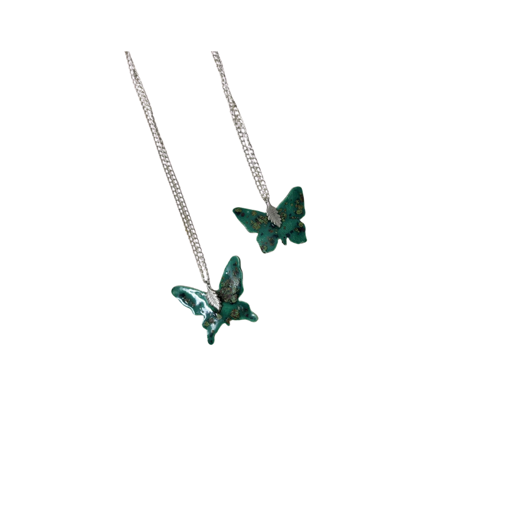 Handmade ceramic butterfly Necklace