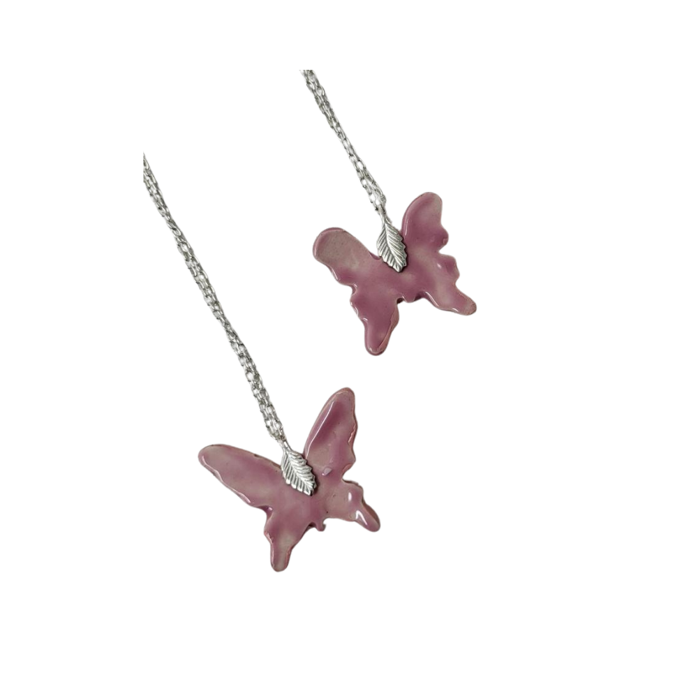 Handmade ceramic butterfly Necklace