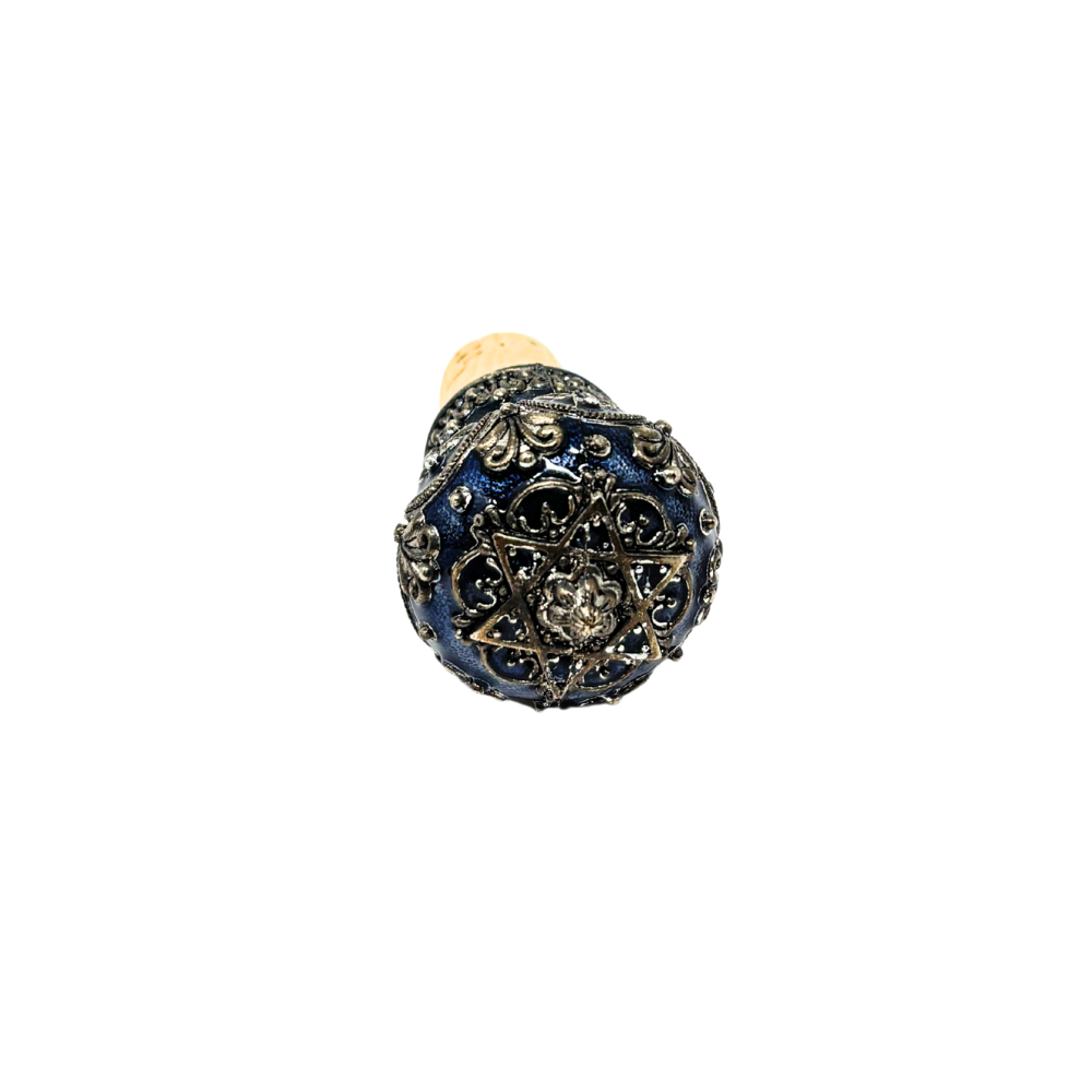 Blue Enamel Star of David Decorative Wine Bottle Stopper