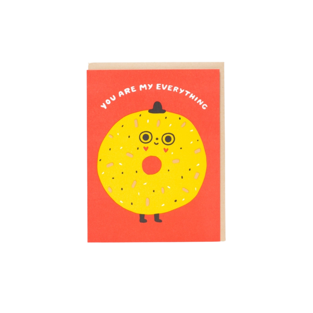 You're My Everything Bagel Letterpress Greeting Card