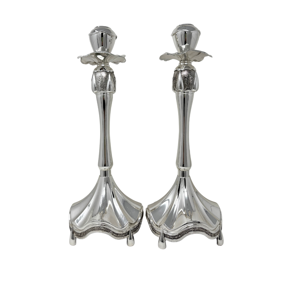 Floral Silver-Plated Candlesticks