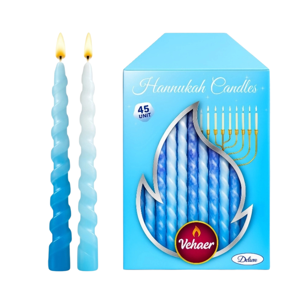 Spiral Chanukah Candles – Blue & White