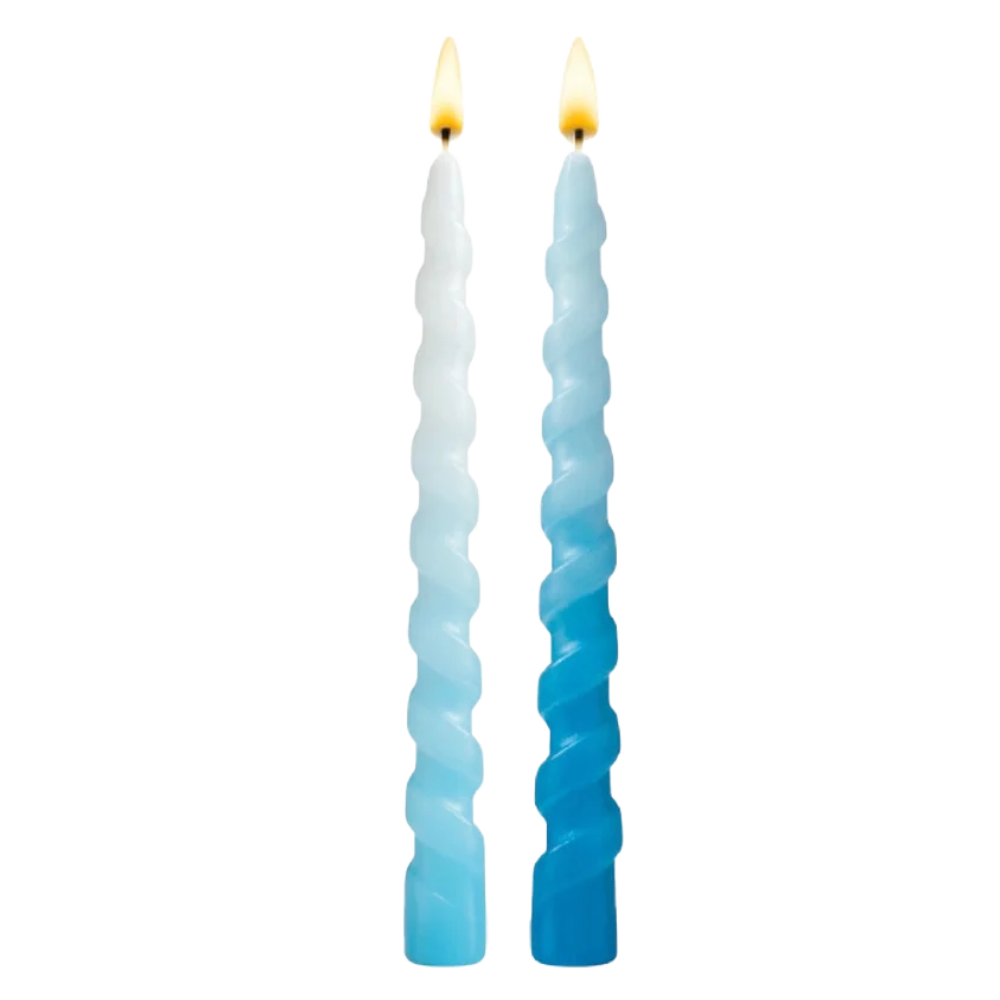 Spiral Chanukah Candles – Blue & White