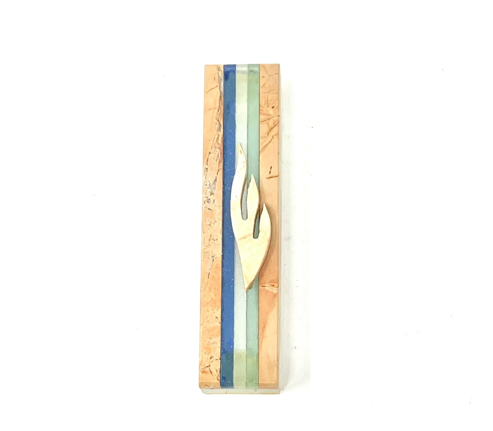 Jerusalem Stone Stained Glass Mezuzah