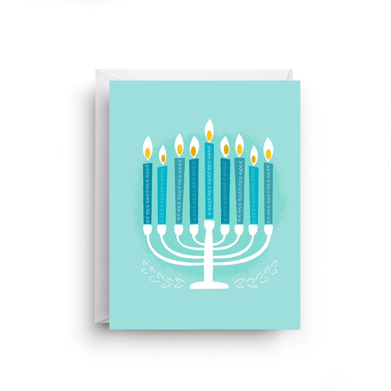 Teal Menorah Hanukkah Greeting Card