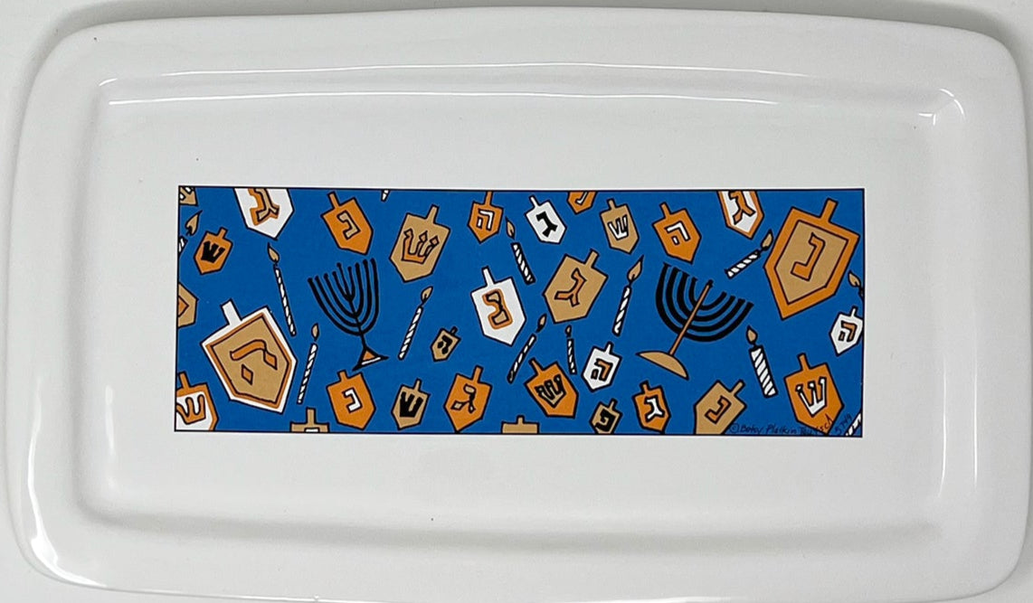 HANUKAH PLATE OBL/DREIDEL